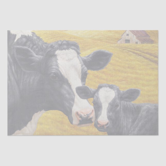 Holstein Cows and Old Wood Barn Tissue Paper (Front)