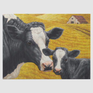 Holstein Cows and Old Wood Barn Tissue Paper