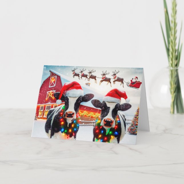 Holstein Cows Christmas Card (Front)