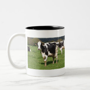 Holstein cows in a field in Brittany Two-Tone Coffee Mug