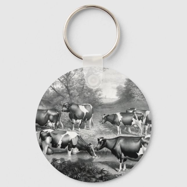 Holstein fresian cows fresian cows key ring (Front)