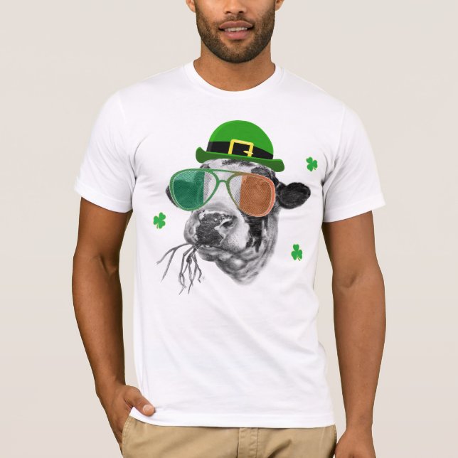 Holstein Friesian Dairy Cow St Patrick's Day T-Shirt (Front)