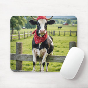 Holstein On a Farm Fence Mouse Pad