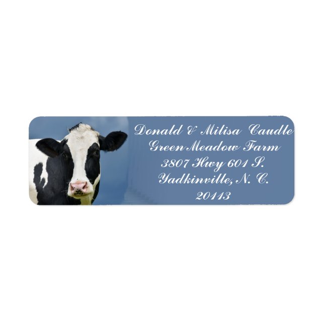 HOLSTEIN RETURN ADDRESS LABEL (Front)