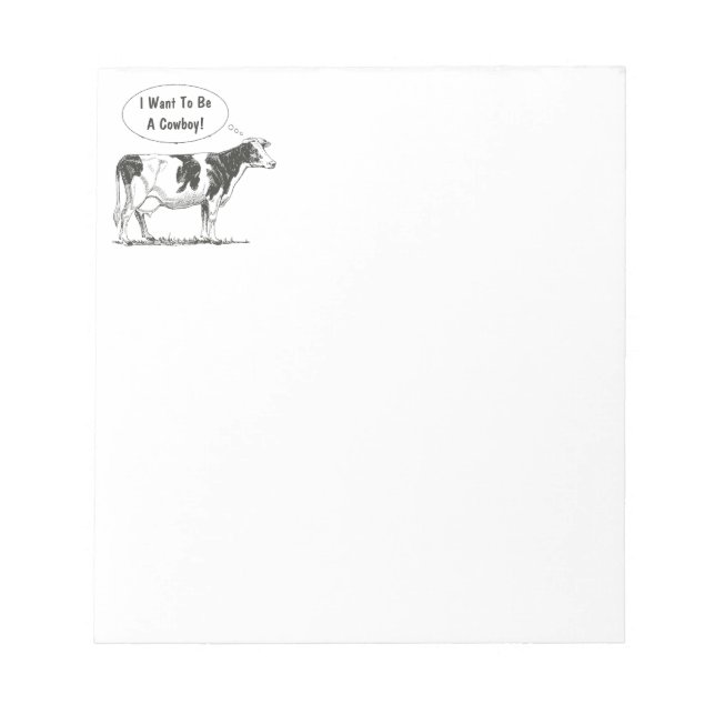 Holstein Thought Cow Customise It Notepad (Front)
