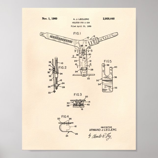 Holster For A Gun 1960 Patent Art - Old Peper Poster (Front)