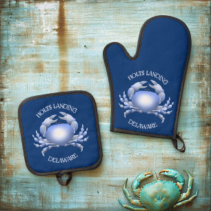Holts Landing Blue Crab Oven Mitt & Pot Holder Set