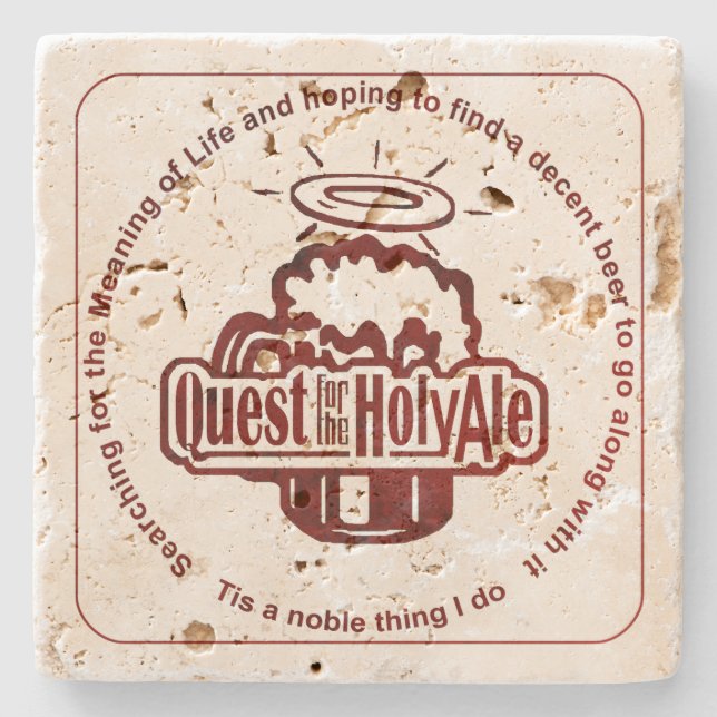 Holy Ale travertine stone drink coaster (Front)