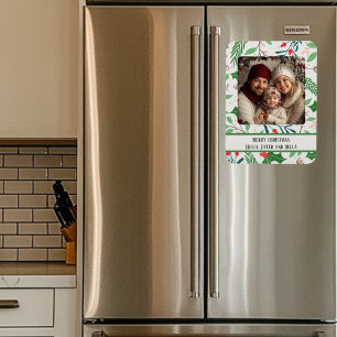 Holy and Berry Christmas Photo Magnet