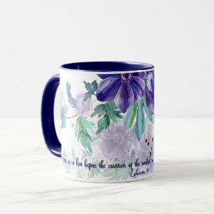 Holy and blameless, purple watercolor floral mug