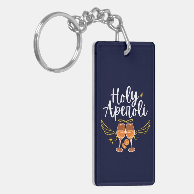 Holy Aperoli Witty Trendy Aperol Spritz Statement Key Ring (Front Left)