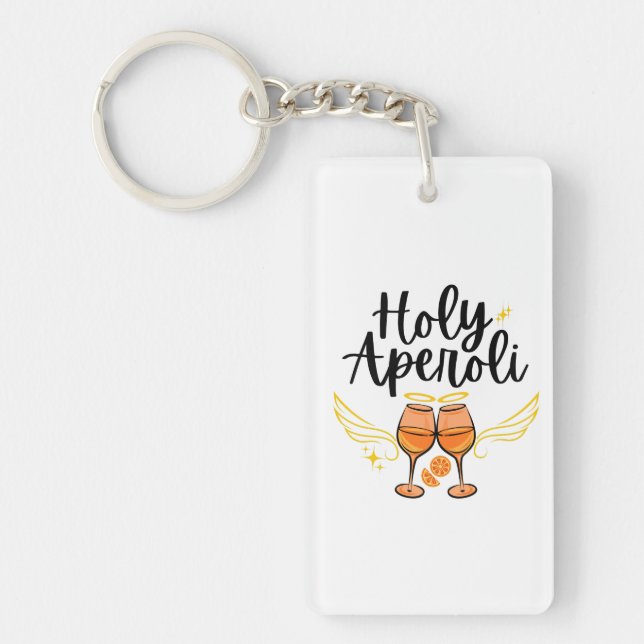 Holy Aperoli Witty Trendy Aperol Spritz Statement Key Ring (Front)