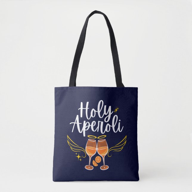 Holy Aperoli Witty Trendy Aperol Spritz Statement Tote Bag (Front)