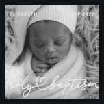 Holy Baptism Modern Elegant Chic Heart Baby Photo Faux Canvas Print<br><div class="desc">This simple and modern design is composed of serif typography and add a custom photo,  add baby's name and month and year of baptism</div>