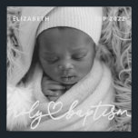 Holy Baptism Modern Elegant Chic Heart Baby Photo Faux Canvas Print<br><div class="desc">This simple and modern design is composed of serif typography and add a custom photo,  add baby's name and month and year of baptism</div>