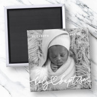 Holy Baptism Modern Elegant Chic Heart Baby Photo