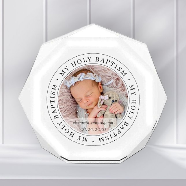 Holy Baptism Simple Frame Modern Custom Photo Block (Creator Uploaded)