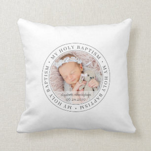 Holy Baptism Simple Frame Modern Custom Photo Cushion
