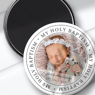 Holy Baptism Simple Frame Modern Custom Photo Magnet