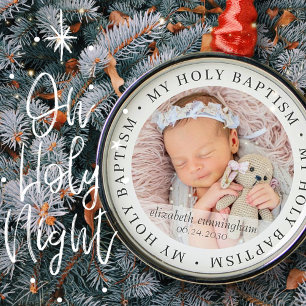 Holy Baptism Simple Frame Modern Custom Photo Metal Ornament