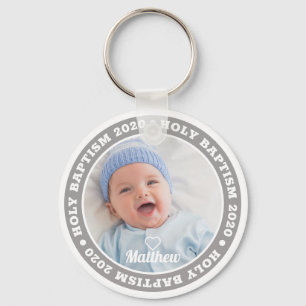Holy Baptism Simple Modern Custom Photo Key Ring