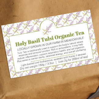 Holy Basil herbs business tea packaging Rectangular Sticker