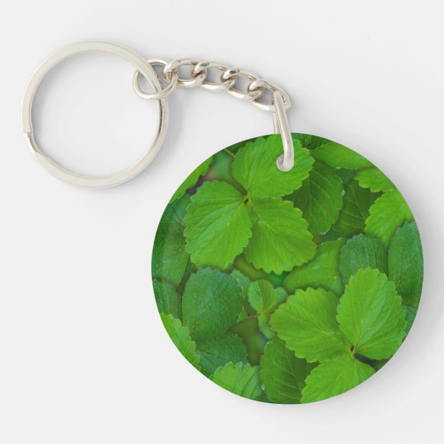 Holy Basil Tulsi Green Mint Leaves Key Ring (Front)