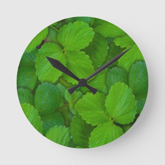 Holy Basil Tulsi Green Mint Leaves Round Clock (Front)