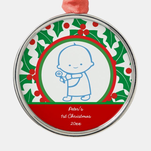 Holy Berry Baby’s 1st Christmas Custom Ornament (Front)