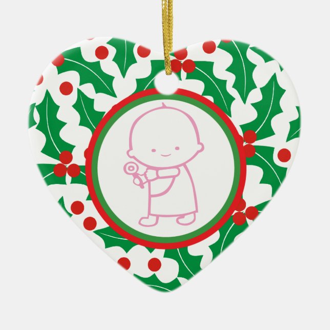 Holy Berry Baby’s 1st Christmas Custom Ornament (Front)