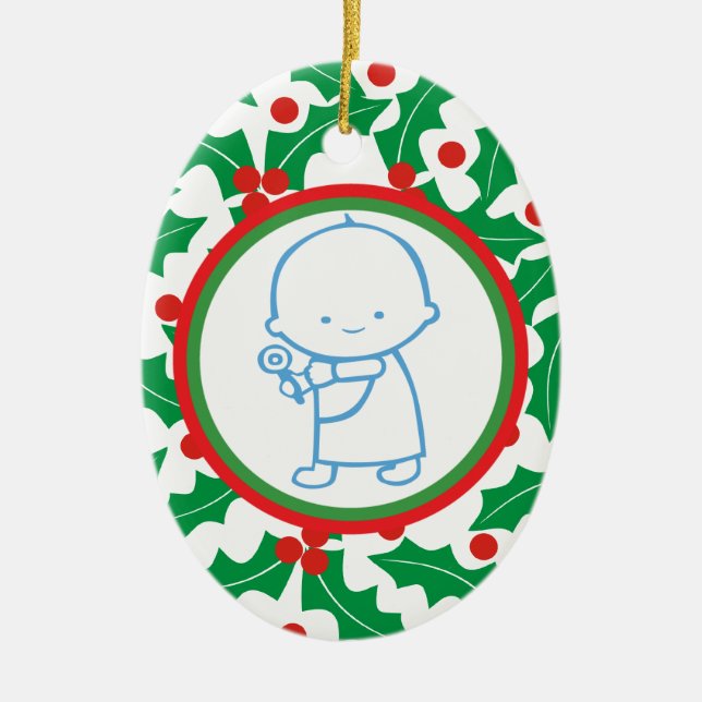 Holy Berry Baby’s 1st Christmas Custom Ornament (Front)