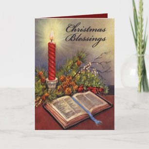 Holy Bible Christian Christmas Card w/Verse