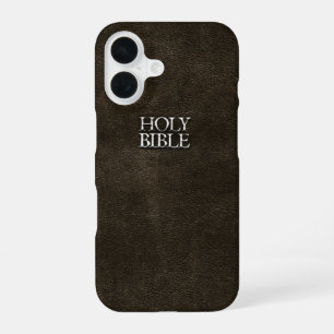 Holy Bible Christian Religion Faux Brown Leather iPhone 16 Case