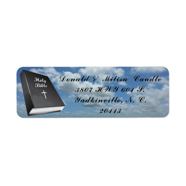 HOLY BIBLE RETURN ADDRESS LABEL (Front)