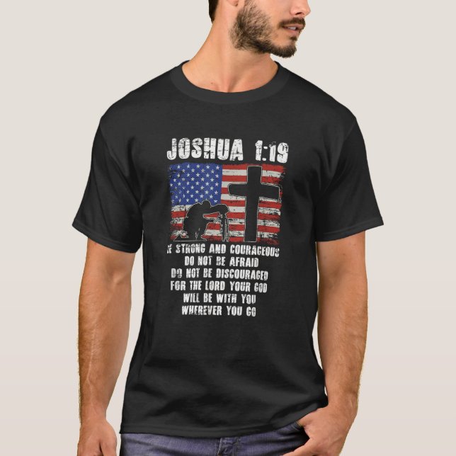 Holy Bible Verse Patriotic Christian Gift USA Flag T-Shirt (Front)
