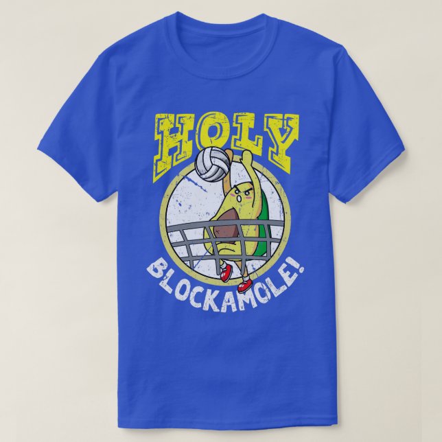Holy Blockamole Funny Cute Volleyball Block Avocad T-Shirt (Design Front)