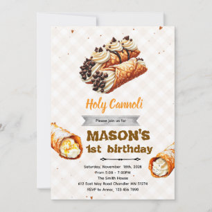 Holy Cannoli birthday party invitation