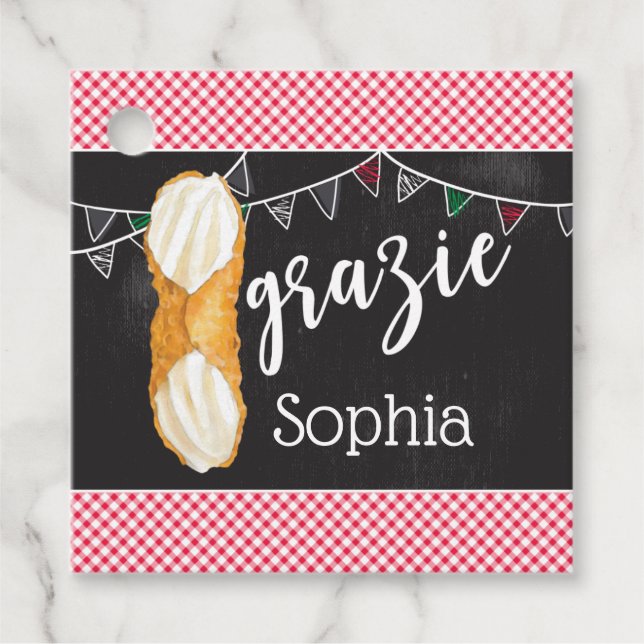 Holy Cannoli Birthday Square Favour Tag (Front)
