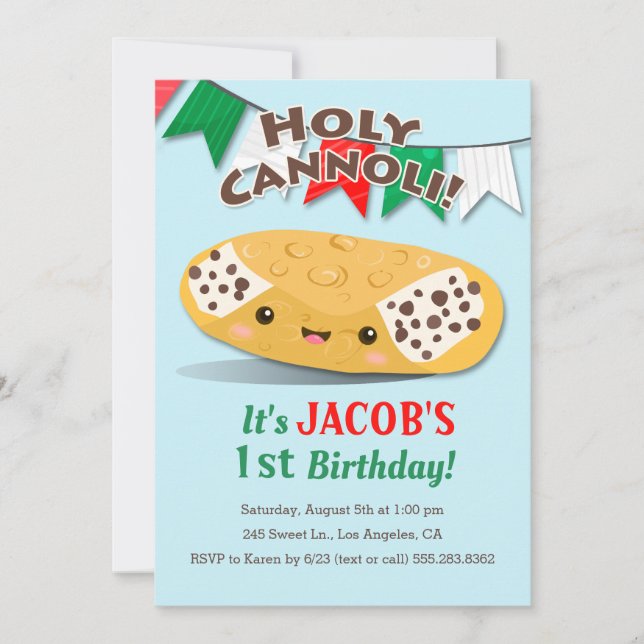 Holy Cannoli! Cute Boy's Birthday Party Invitation (Front)
