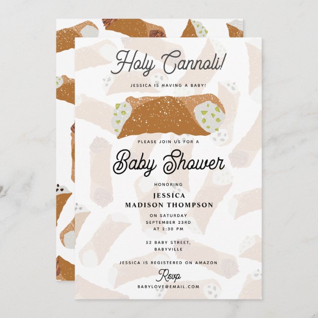 Holy Cannoli Funny Italian Baby Shower Invitation (Front/Back)