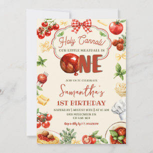 Holy Cannoli Italian Pasta Theme First Birthday Invitation