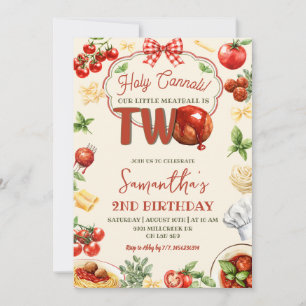 Holy Cannoli Italian Pasta Theme Second Birthday Invitation
