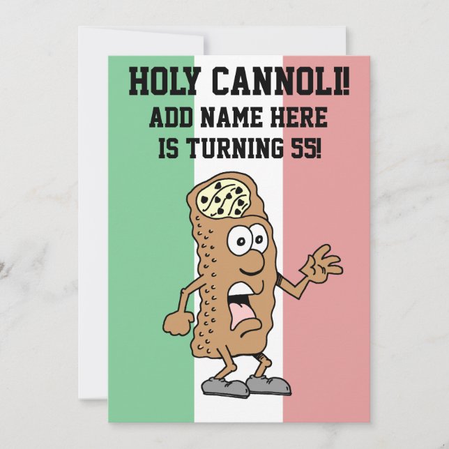 Holy Cannoli Italian Turning 55 Flag of Italy Invitation (Front)