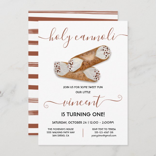 Holy Cannoli Modern Birthday Party Invitation (Front/Back)