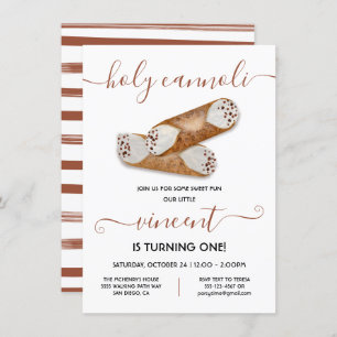 Holy Cannoli Modern Birthday Party Invitation