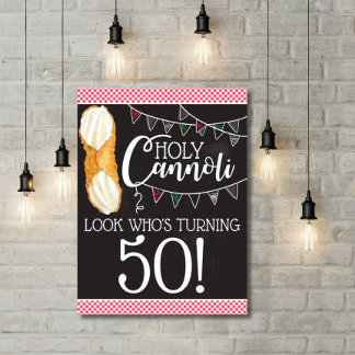 Holy Cannoli Party Sign, Italian Theme Birthday Poster