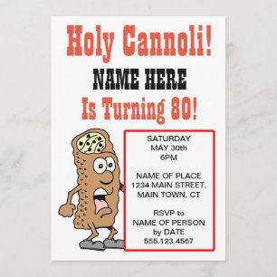 Holy Cannoli Turning 80 Party Invitation