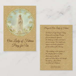 Holy Card Our Lady of Fatima gold damask
