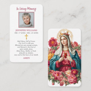 Holy Card Sacred Heart of Mary Floral Virgin Mary