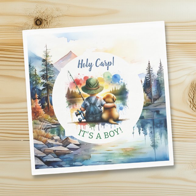 Holy Carp! it's a Boy! Baby Shower Napkin (Creator Uploaded)